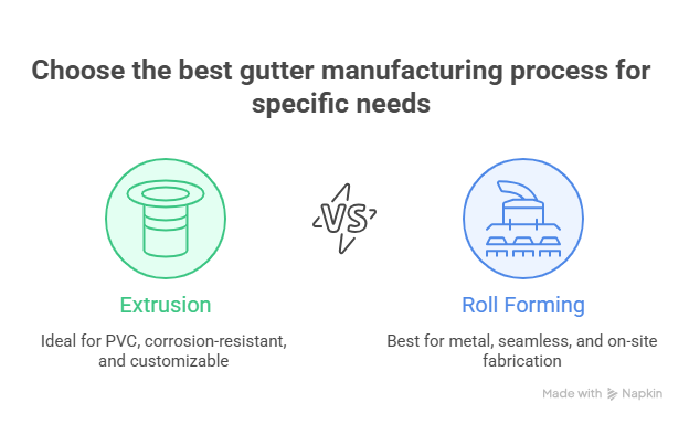 Choose the best gutter manufacturing process for specific needs
